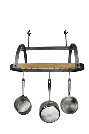 Enclume DR32 HS AL Oval Ceiling Pot Rack w/ 12 Hooks HS & Alder Wood