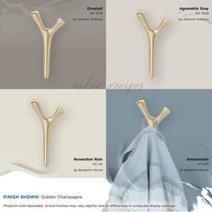 Amerock HBX37017BBZ Kodiak Double Prong Decorative Wall Hook Golden Champagne Hook for Coats, Hats, Backpacks, Bags Hooks for Bathroom, Bedroom, Closet, Entryway, Laundry Room, Office