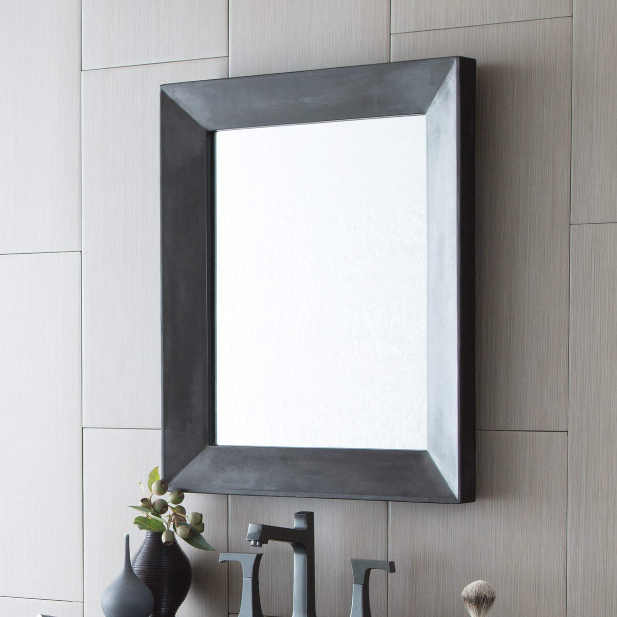Native Trails Portola Concrete Rectangular Wall Mirror in Slate NSMR2622-S (22-inch Width x 26-inch Height x 2.5-inch Thickness) - Bathroom or Accent Mirror