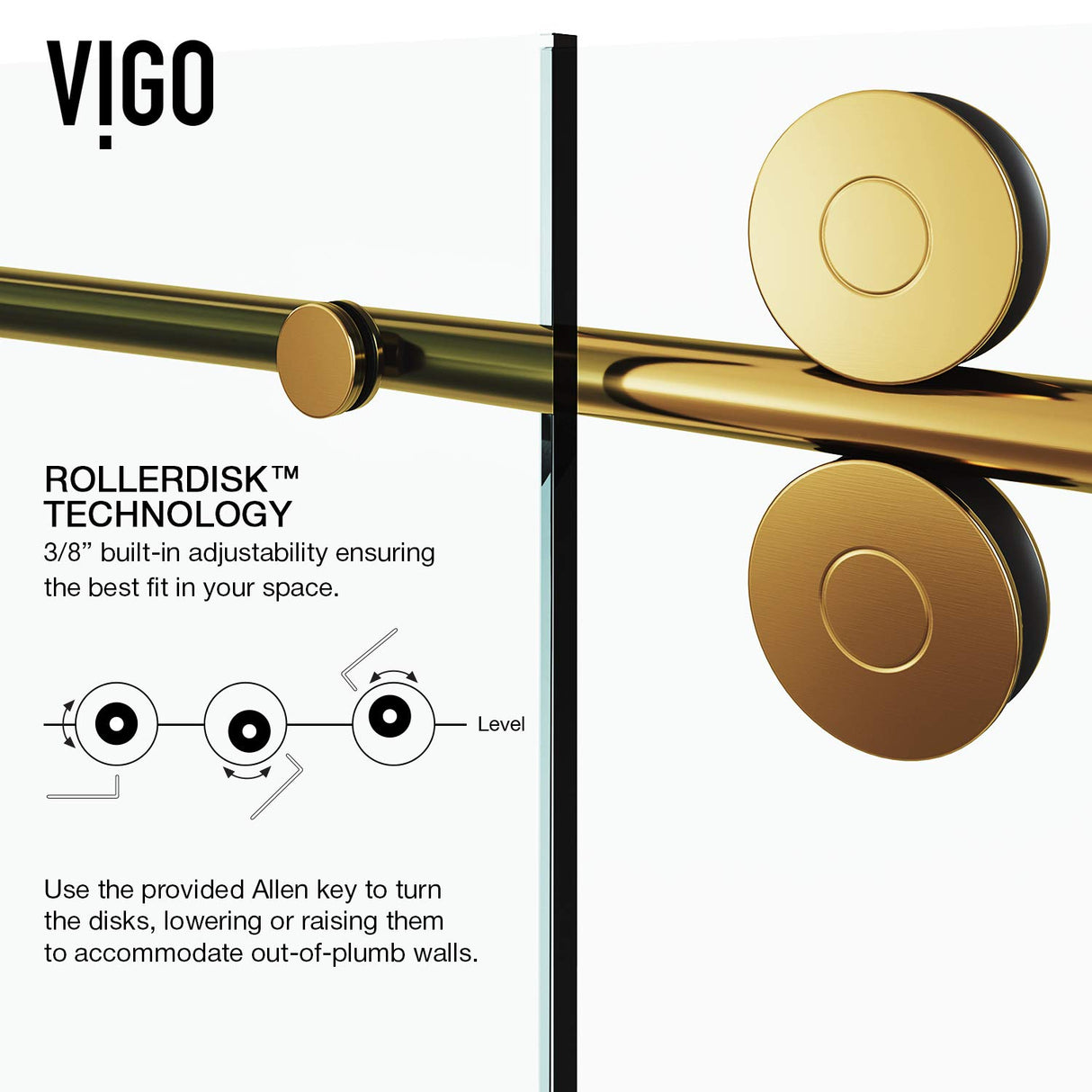 VIGO 48"W x 80"H Winslow Frameless Sliding Rectangle Shower Enclosure with Clear Tempered Glass, Right Door Handle and Stainless Steel Hardware in Matte Brushed Gold and Left Base-VG6051MGCL48WL