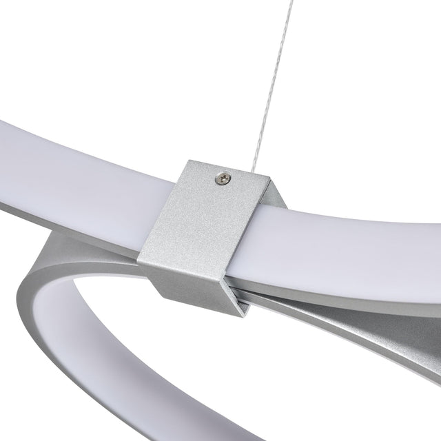 Vonn VMC32410AL 55" LED Chandelier, Multi-Ring Adjustable Hanging Light, Modern Chandelier Lighting, Capella Collection Silver