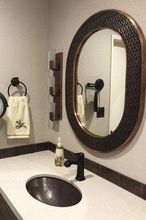 Premier Copper Products LO19FDB 19-Inch Oval Under Mount Hammered Copper Bathroom Sink, Oil Rubbed Bronze