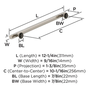 Amerock Corp BP37109G10 Everett Cabinet Pull, 10-1/16 in (256 mm) Center-to-Center, Satin Nickel