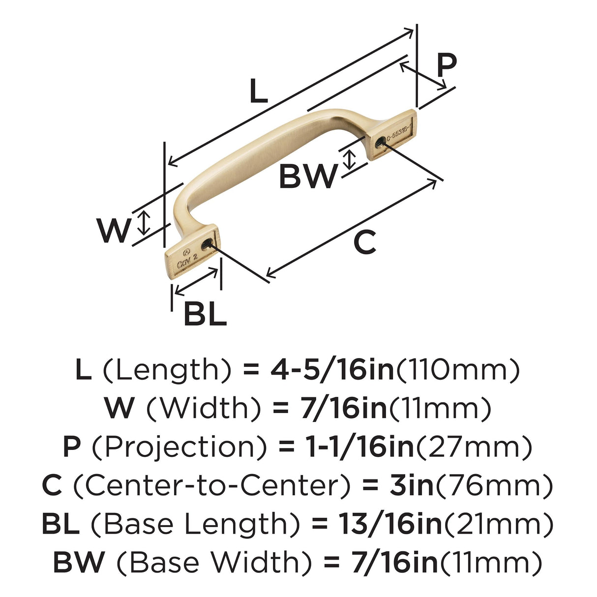 Amerock Cabinet Pull Champagne Bronze 3 inch (76 mm) Center to Center Highland Ridge 1 Pack Drawer Pull Drawer Handle Cabinet Hardware