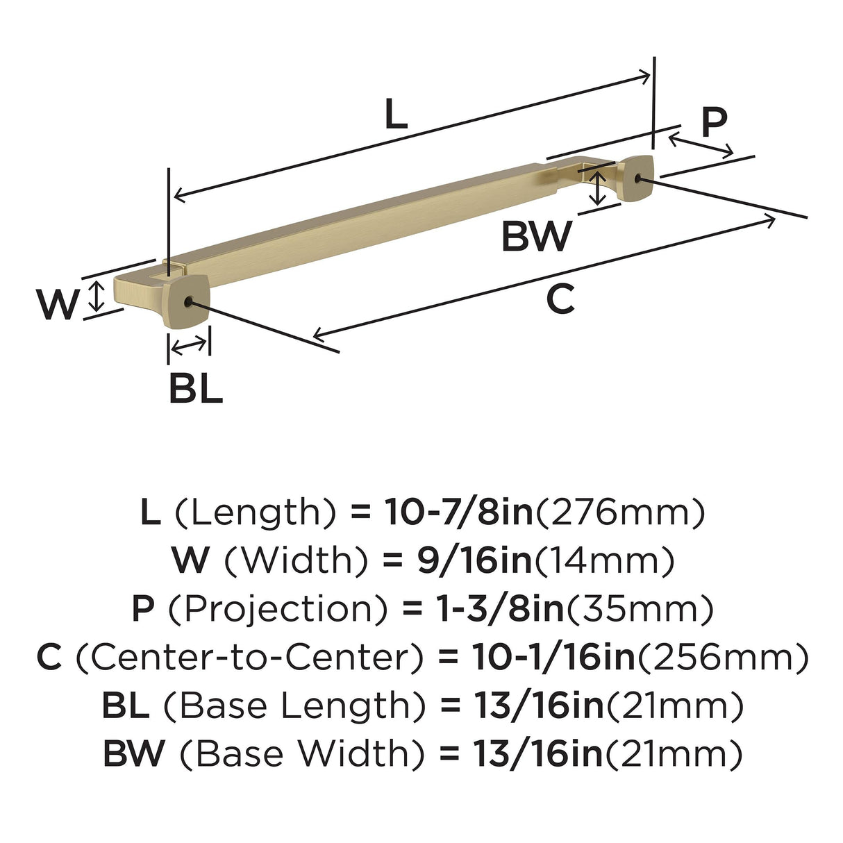 Amerock BP37400BBZ Golden Champagne Cabinet Pull 10-1/16 in (256 mm) Center-to-Center Cabinet Handle Stature Drawer Pull Kitchen Cabinet Handle Furniture Hardware