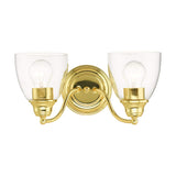 Livex Lighting 15132-02 Montgomery 2 Light Vanity Sconce, Polished Brass, 13.5 x 7, Clear