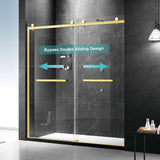Milano Double Sliding Shower Door, 60 in.W x 74 in.H Framed Shower Door 5/16"(8mm) Clear Tempered Glass, 18 inch Pull Handle, Stainless Steel Hardware, Matte Black Finished