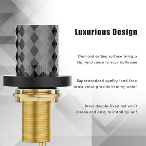 Bathroom Sink Faucet 3 Hole, 8 Inch Widespread Bathroom Faucets, Sink Faucet Black with Pop-up Drain & Hose