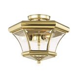 Livex Lighting 4083-02 Flush Mount with Clear Beveled Glass Shades, Polished Brass