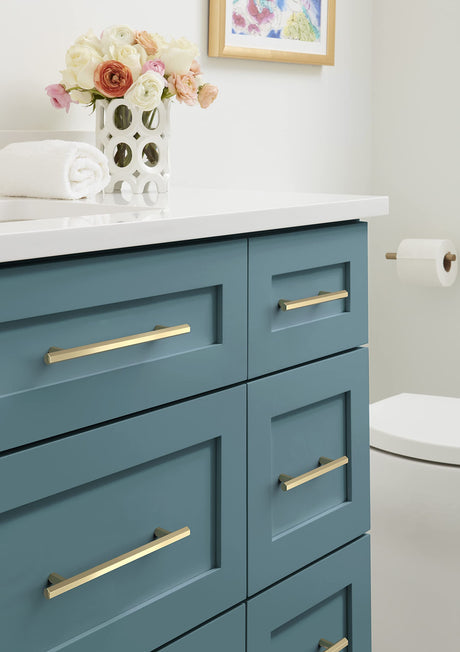 Amerock Cabinet Pull Golden Champagne 6-5/16 in (160 mm) Center-to-Center Drawer Pull Caliber Kitchen and Bath Hardware Furniture Hardware