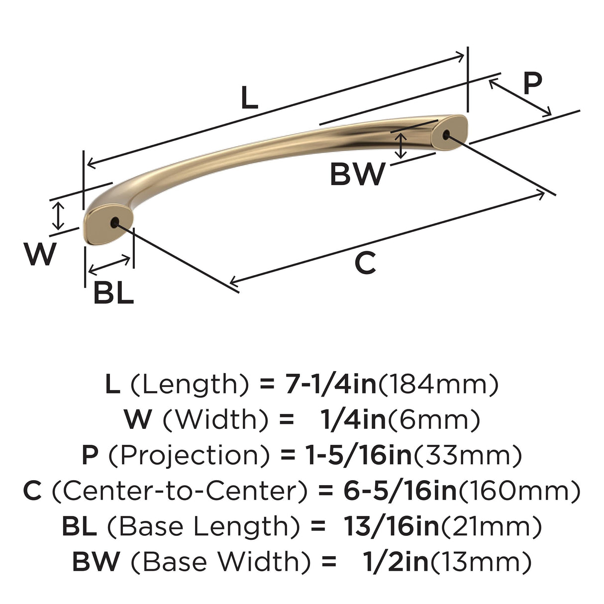 Amerock BP37232CZ Champagne Bronze Cabinet Pull 6-5/16 inch (160mm) Center-to-Center Cabinet Hardware Vaile Furniture Hardware Drawer Pull