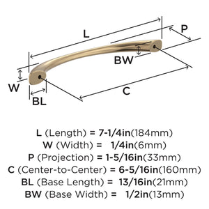 Amerock BP37232CZ Champagne Bronze Cabinet Pull 6-5/16 inch (160mm) Center-to-Center Cabinet Hardware Vaile Furniture Hardware Drawer Pull