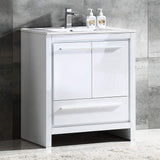 Fresca FCB8130WH-I Fresca Allier 30" White Modern Bathroom Cabinet w/ Sink