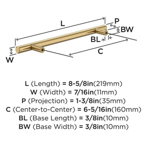 Amerock BP40520CZ Champagne Bronze Cabinet Pull 6-5/16 inch (160mm) Center-to-Center Cabinet Hardware Bar Pulls Furniture Hardware Drawer Pull