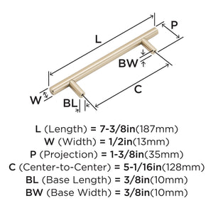 Amerock Cabinet Pull Champagne Bronze 5-1/16 inch (128 mm) Center to Center Bar Pulls 1 Pack Drawer Pull Drawer Handle Cabinet Hardware