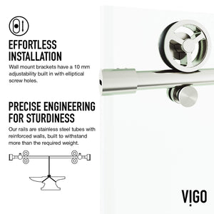 VIGO Adjustable 56-60" W x 76" H Elan Cass Aerodynamic Frameless Sliding Shower Door with Clear Tempered Glass, Reversible Door Handle and Stainless Steel Hardware in Stainless Steel-VG6044STCL6076