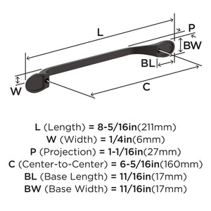 Amerock BP21938ORB Oil-Rubbed Bronze Cabinet Pull 6-5/16 inch (160mm) Center-to-Center Cabinet Hardware Ravino Furniture Hardware Drawer Pull