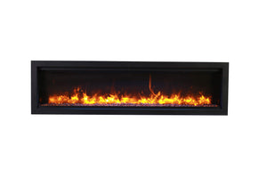 Amantii SYM-74 Symmetry Smart Electric  74" Indoor / Outdoor WiFi Enabled Built In Fireplace, Featuring a MultiFunction Remote Control , Multi Speed Flame Motor and a 10 piece Birch Log Set