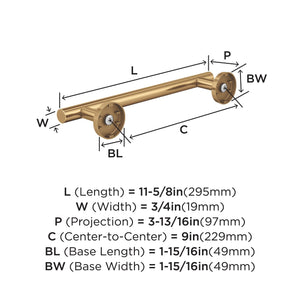Amerock BH26546CZ Champagne Bronze Towel Bar 9 in (229 mm) Towel Rack Arrondi Bathroom Towel Holder Bathroom Hardware Bath Accessories