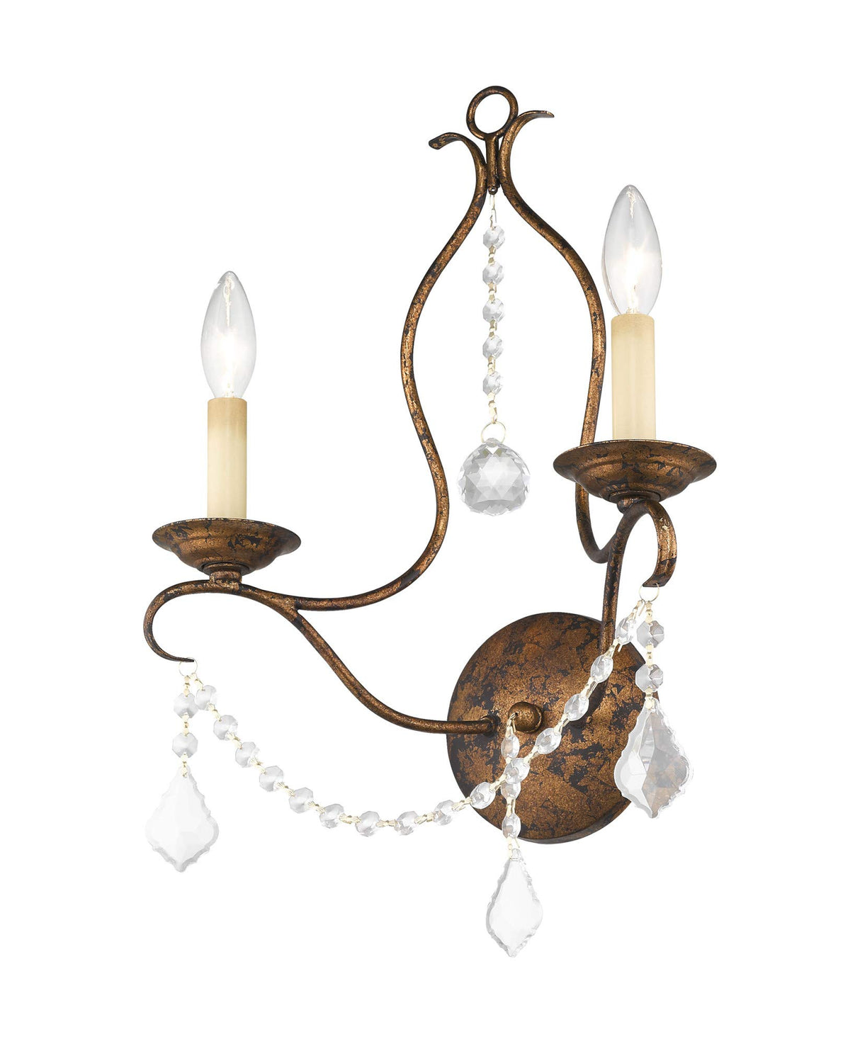 Livex Lighting 6422-48 Chesterfield 2 Light Wall Sconce, Antique Gold Leaf