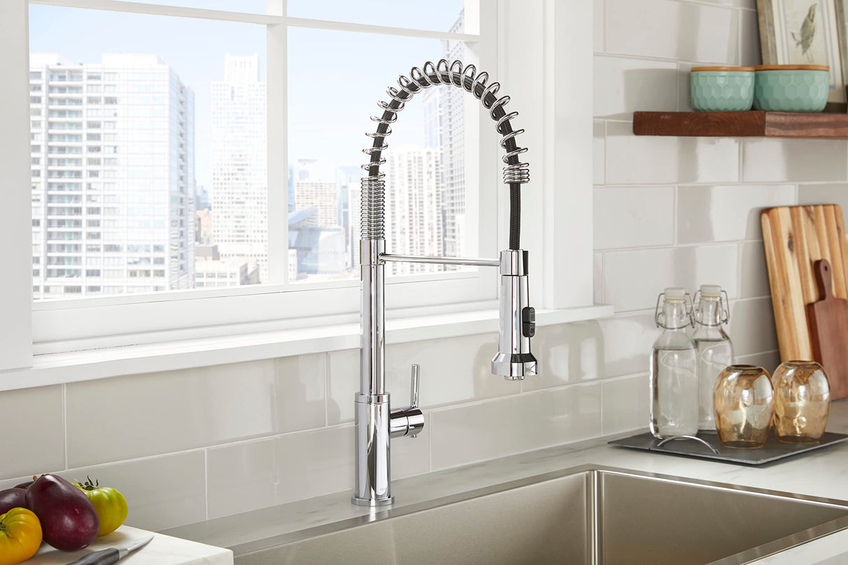 Gerber D454258 Parma Pre-rinse Single Handle Spring Pull-down Kitchen Faucet - ...