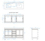 Deborah 72 Inch Double Bathroom Vanity in White White Carrara Marble Countertop Undermount Square Sinks and 24 Inch Mirrors