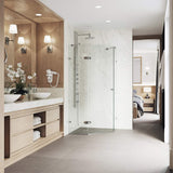 VIGO VG6061CHCL38 36.13" -36.13" W -73.38" H Frameless Hinged Neo-angle Shower Enclosure with Clear 0.38" Tempered Glass and Stainless Steel Hardware in Chrome Finish with Reversible Handle