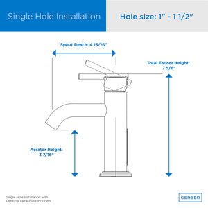 Gerber D225458BB Parma Single Handle Bathroom Faucet With Metal Touch Down Drain ...