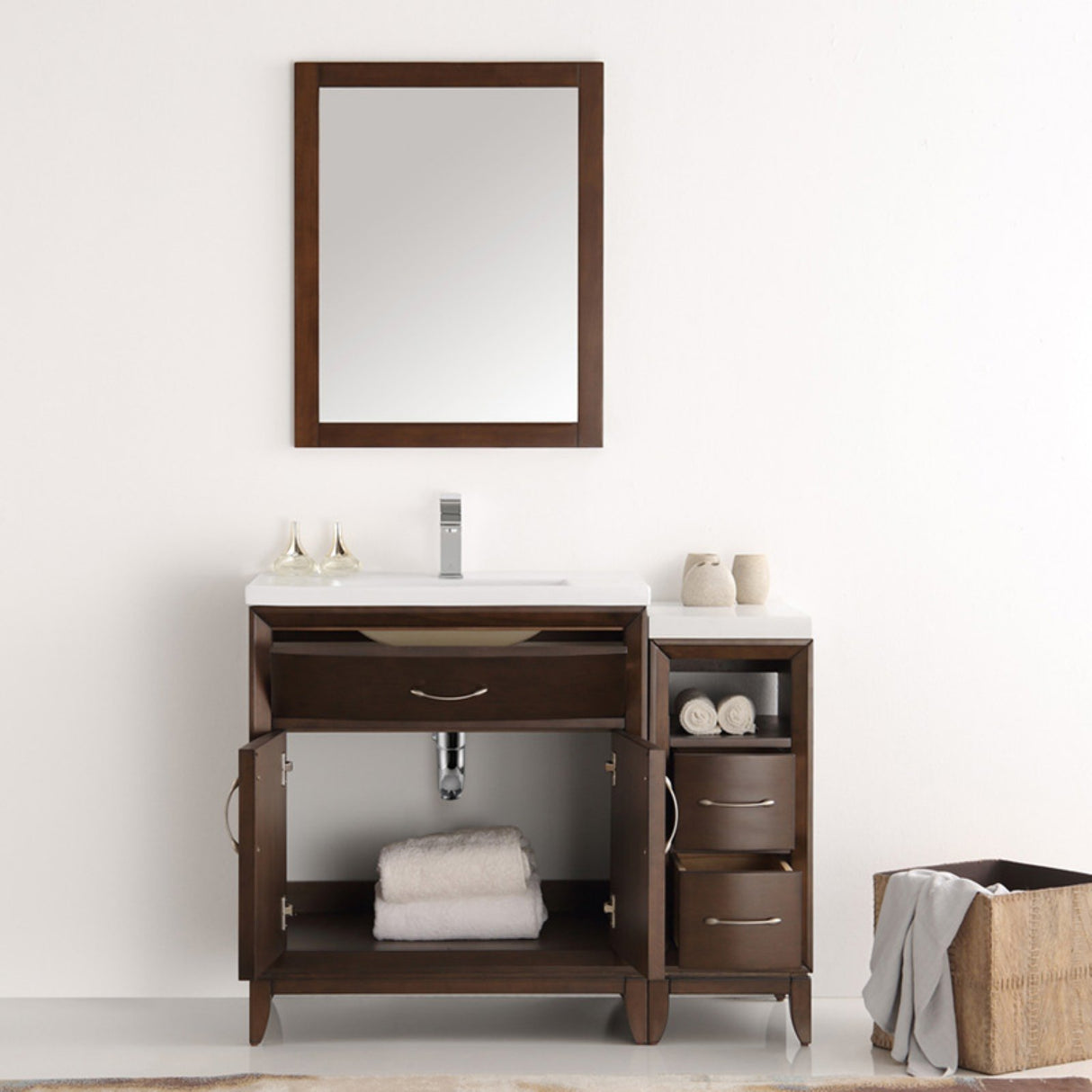 Fresca FVN21-3012AC Fresca Cambridge 42" Antique Coffee Traditional Bathroom Vanity w/ Mirror