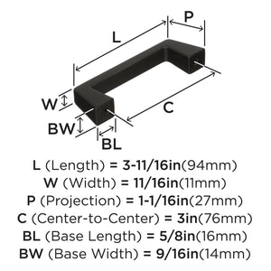 Amerock Cabinet Pull Black Bronze 3 inch (76 mm) Center to Center Blackrock 1 Pack Drawer Pull Drawer Handle Cabinet Hardware