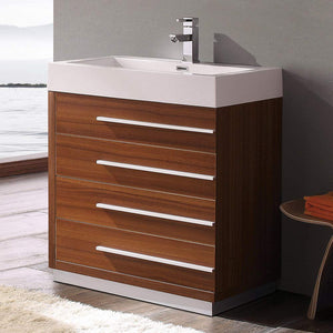Fresca FCB8030WH-I Fresca Livello 30" White Modern Bathroom Cabinet w/ Integrated Sink