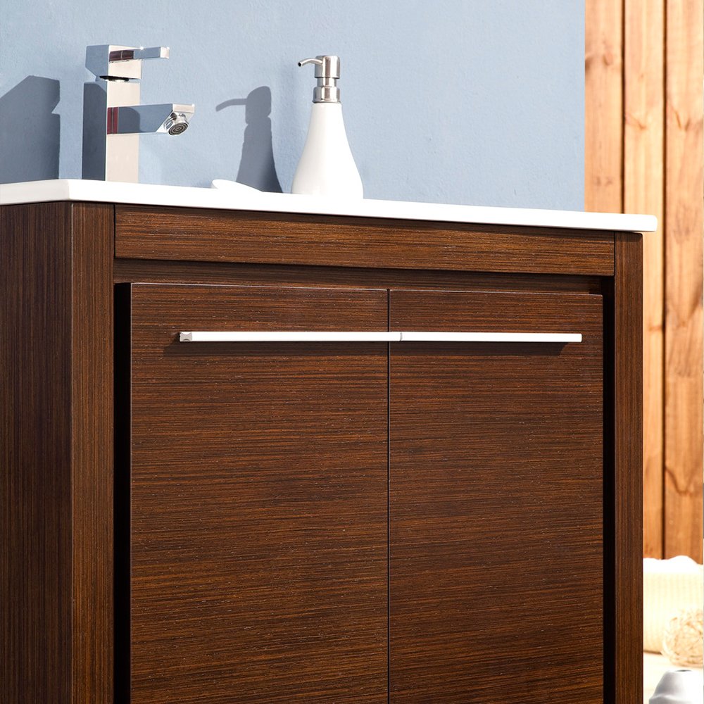 Fresca FVN8130WG Fresca Allier 30" Wenge Brown Modern Bathroom Vanity w/ Mirror