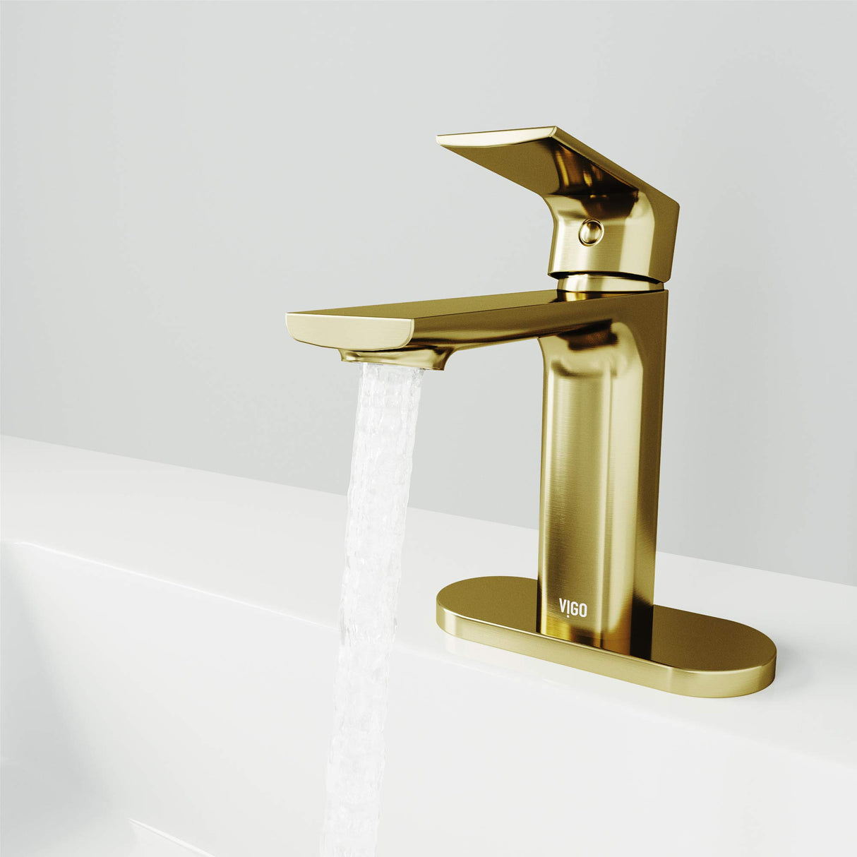 VIGO Davidson 6.75 inch H Single Handle Single Hole Bathroom Sink Faucet in Matte Gold - Bathroom Sink Faucet with Deck Plate VG01043MGK1
