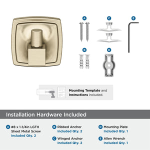 Amerock BH36090BBZ Golden Champagne Single Robe Hook 2-1/4 in. (57 mm) Length Towel Holder Stature Towel Hook for Bathroom Bathroom Hardware Bath Accessories