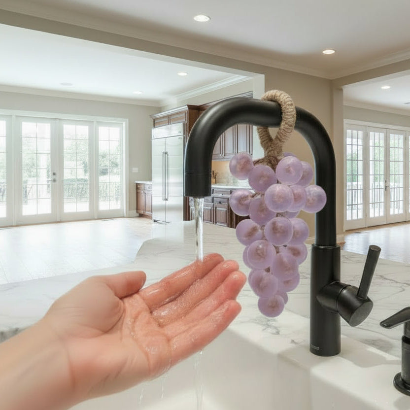 Soap on a Rope! - Purple Grape Cluster Hanging Accent - Artisan-Style Decorative Bathroom & Closet Decor