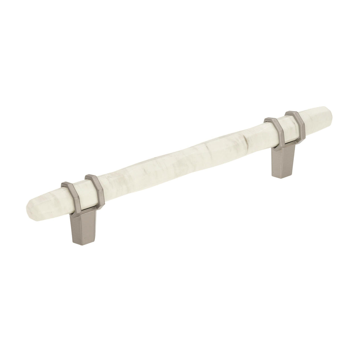 Amerock Cabinet Pull Marble White/Satin Nickel  5-1/16 inch (128 mm) Center to Center Carrione 1 Pack Drawer Pull Drawer Handle Cabinet Hardware