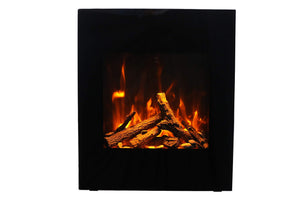 Amantii WM-BI-2428-VLR-BG Wall Mount or Built In Smart Electric, WiFi Enabled Fireplace, includes a Black Glass Surround, MultiFunction Remote Control and Multi Speed Flame Motor, and 7 Piece Oak Log Set and Sable Glass