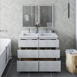 Fresca FVN31-2424RWH-FC Fresca Formosa 48" Floor Standing Double Sink Modern Bathroom Vanity w/ Mirrors in Rustic White