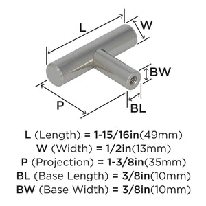Amerock Cabinet Knob Polished Nickel 1-15/16 inch (49 mm) Length Bar Pulls 1 Pack Drawer Knob Cabinet Hardware