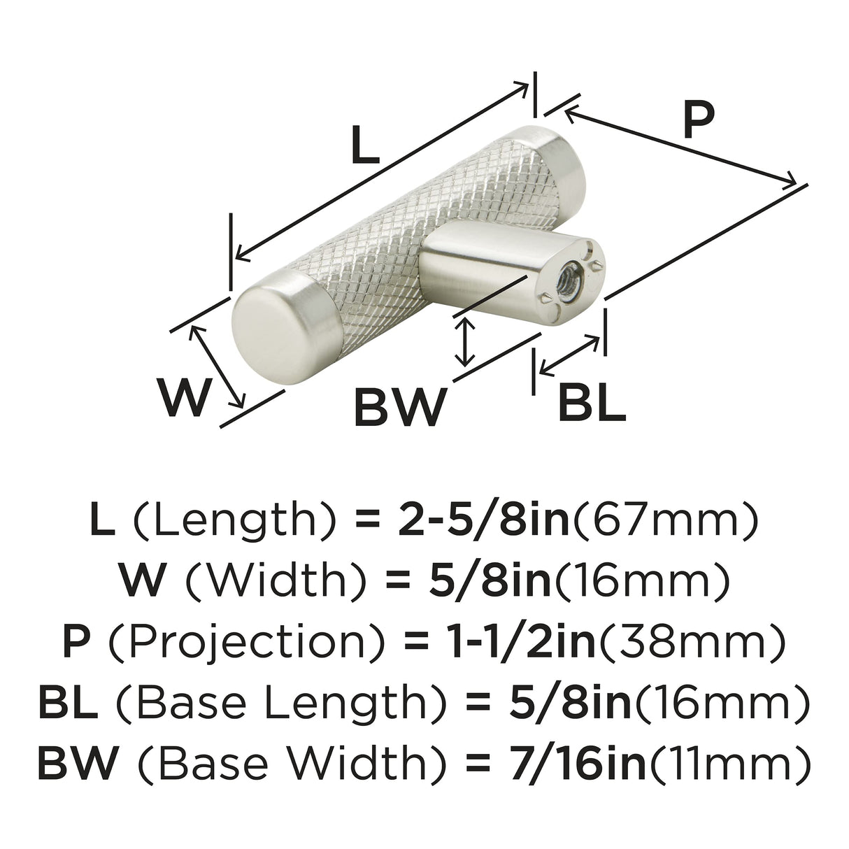 Amerock BP36556G10 Kitchen Cabinet Knob Satin Nickel 2-5/8 in (67 mm) Bronx 1 Pack Furniture Hardware Bathroom Drawer Knob| Dresser Drawer Handle Cabinet Pull