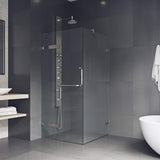 VIGO 36 in. x 48 in. x 79 in. Monteray Frameless Hinged Rectangle Shower Enclosure with Clear 0.38" Tempered Glass and Hardware in Brushed Nickel Finish with Left Handle and Base - VG6011BNCL36WR