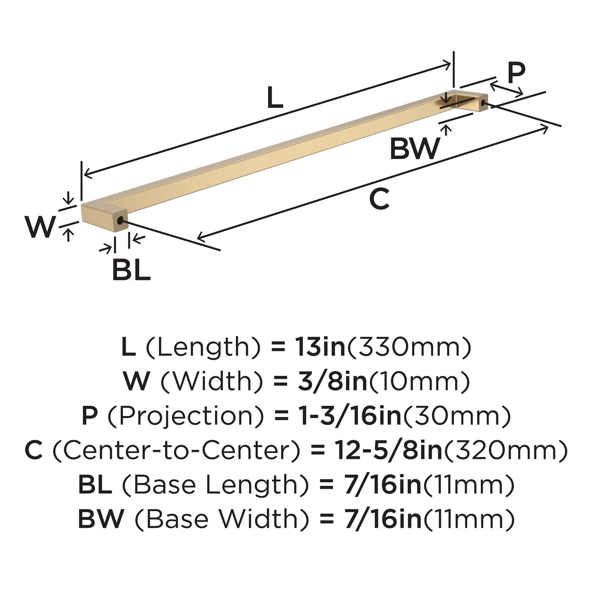 Amerock BP36911CZ Champagne Bronze Cabinet Pull 12-5/8 inch (320mm) Center-to-Center Cabinet Hardware Monument Furniture Hardware Drawer Pull
