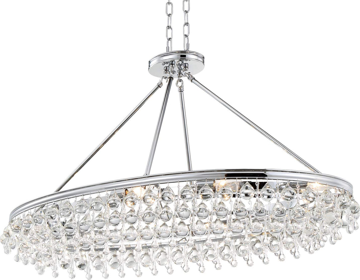 Crystorama 279-CH Calypso 8 Light Crystal Teardrop Chrome Oval Chandelier