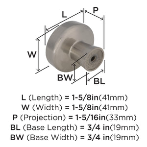 Amerock Cabinet Knob Satin Nickel 1-5/8 inch (41 mm) Diameter Blackrock 1 Pack Drawer Knob Cabinet Hardware