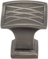 Jeffrey Alexander 535BNBDL 1-1/4" Overall Length Brushed Pewter Square Geometric Pattern Aberdeen Cabinet Knob