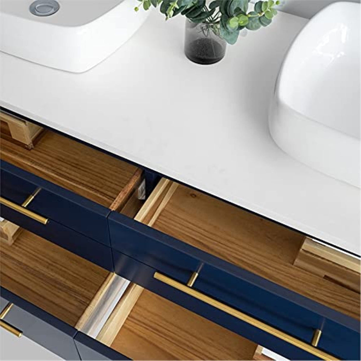 Fresca FCB6160RBL-VSL-D-CWH-V Fresca Lucera 60" Royal Blue Wall Hung Modern Bathroom Cabinet w/ Top & Double Vessel Sinks