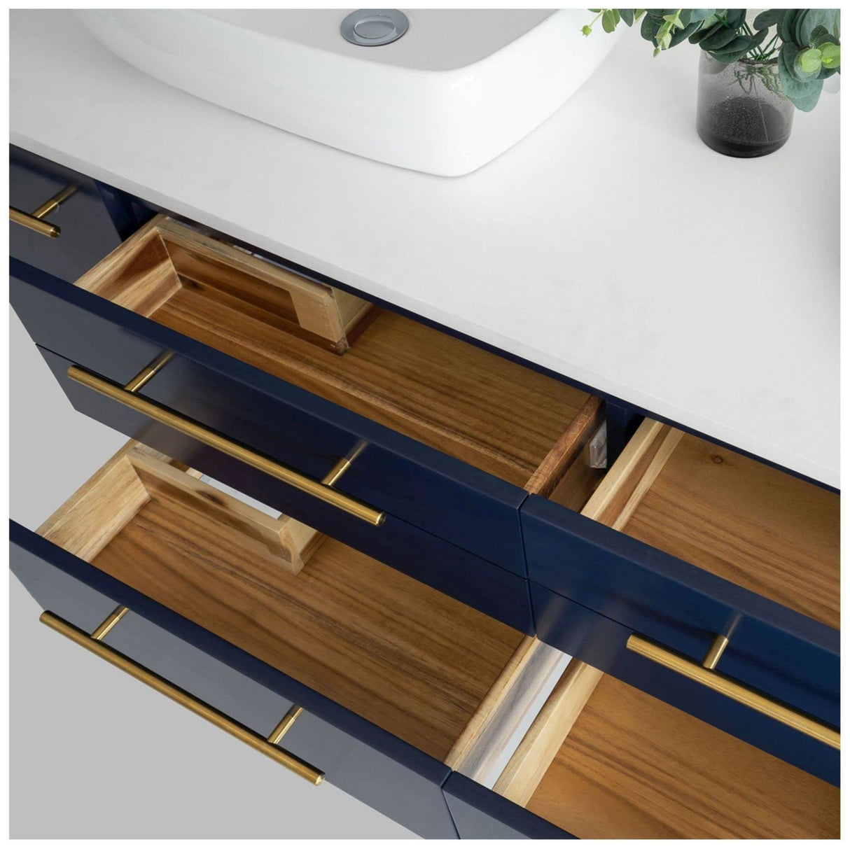 Fresca FCB6160RBL-VSL-D Fresca Lucera 60" Royal Blue Wall Hung Double Vessel Sink Modern Bathroom Cabinet