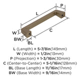 Amerock Cabinet Pull Golden Champagne 5-1/16 inch (128 mm) Center to Center Blackrock 1 Pack Drawer Pull Drawer Handle Cabinet Hardware