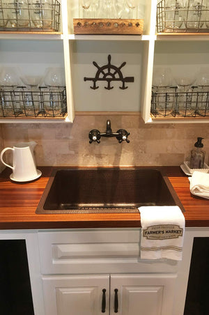 Premier Copper Products KSDB25199 25-Inch Hammered Copper Kitchen Single Basin Sink, Oil Rubbed Bronze