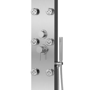PULSE ShowerSpas 1042-SSB-1.8GPM Monterey ShowerSpa Panel with 8" Rain Showerhead, 6 Body Spray Jets, Hand Shower and Tub Spout, Brushed Stainless Steel with Brushed Nickel Fixtures, 1.8 GPM